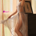 طقم شيفون ودانتيل رمادي